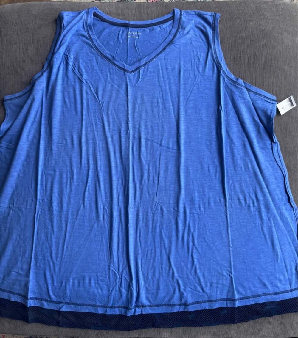 NWT Catherines Blue Sleeveless V-Neck Top Size 5X
